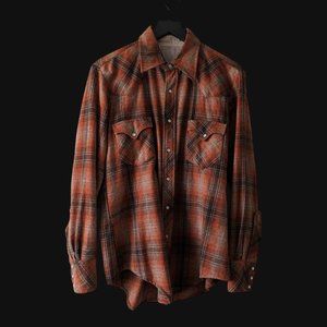 Vintage Western Pearl Button Snap Shirt - Large or XL - Unisex Wool Plaid Womens